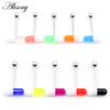 Alisouy 1pc Acrylic Two-colors Capsule Steel Ball Tongue Rings Pin Bars Men Girls 14G Industrial Barbells Piercing Body Jewelry