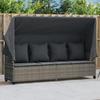 VidaXL Chaise Longue with Canopy and Cushions, Seat with Backrest, Sunbed with Cover Garden Terrace Patio, Modern, Grey 368355