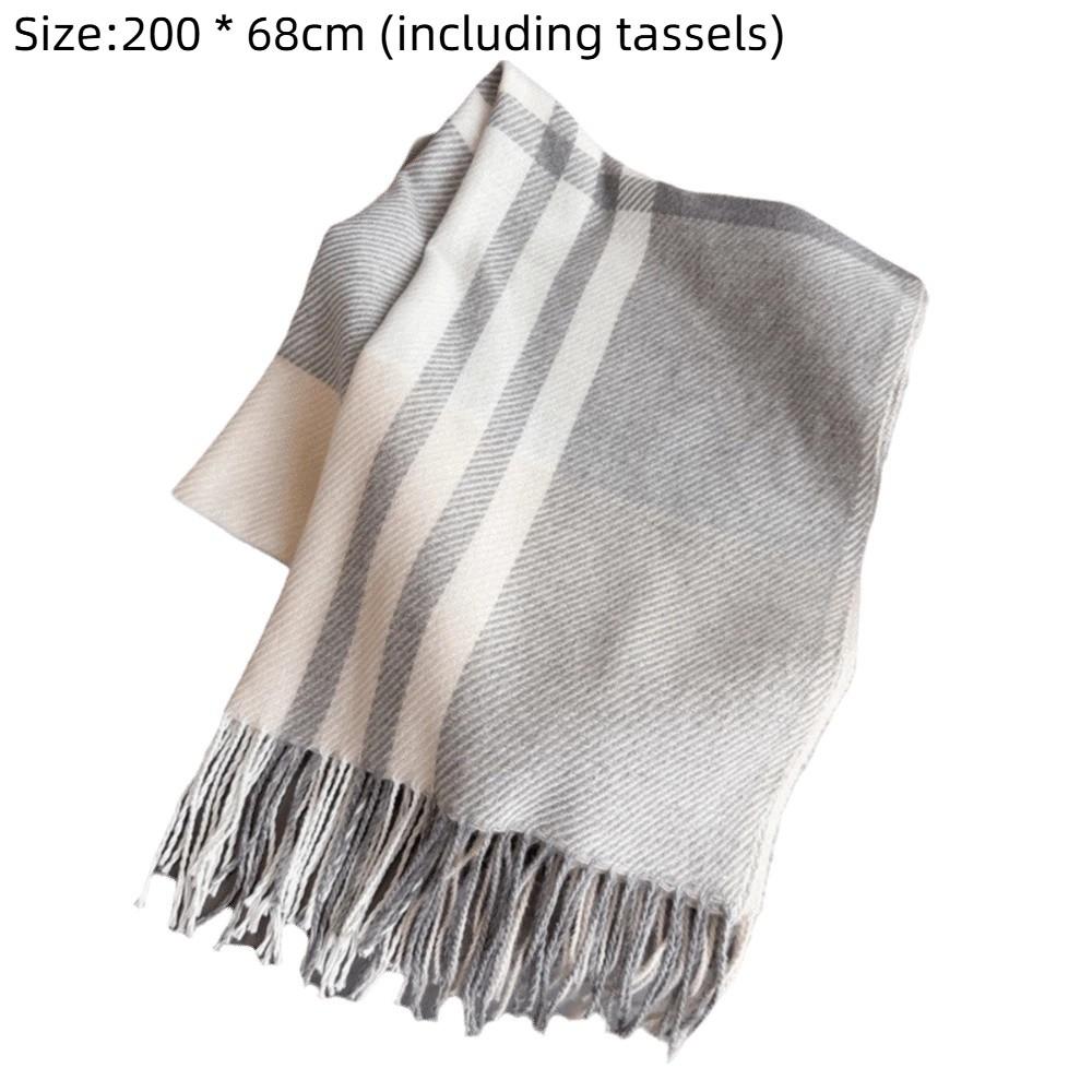 Long Length Warm Scarf Imitation Wool Texture Autumn Winter Scarf Checkered Scarf Women