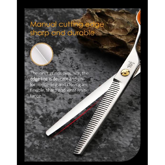 Fenice Professional 7.0 inch Pet Grooming Scissors Fluffy Traceless Dog Thinning Scissors Shears Thinning Rate 50%