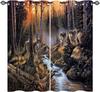 3D напечатанный на заказ рисунок в виде животного, снежного зимнего леса и семьи волков, затенение, полиэстер, 2 панели, занавеска для дома для детской спальни, гостиной3