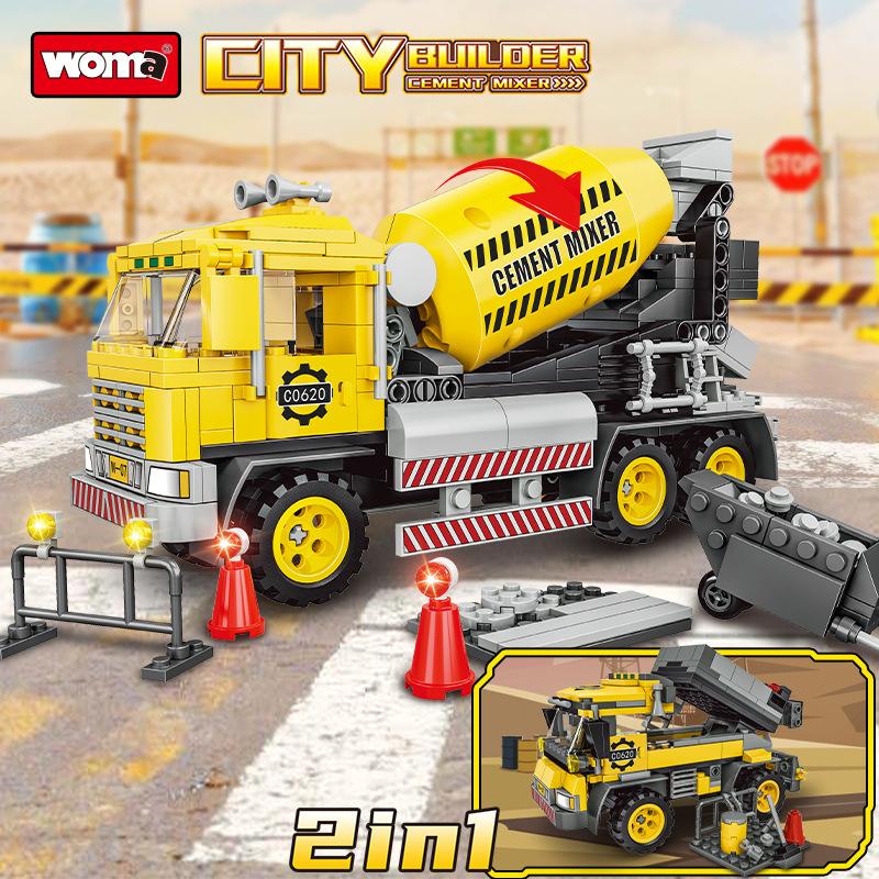 Building Block Project City Builder Mixer Truck 2-In-1 Children'S Toys Small Granular Gifts