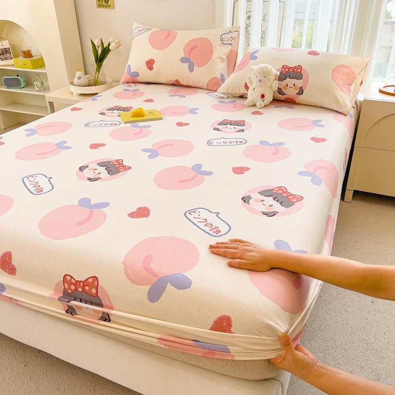 Pure Cotton Bedsheets Skin-friendly Fitted Sheet Cartoon Style Bed Linen Queen Size Bed Cover sabanas (Pillowcase Need Order)
