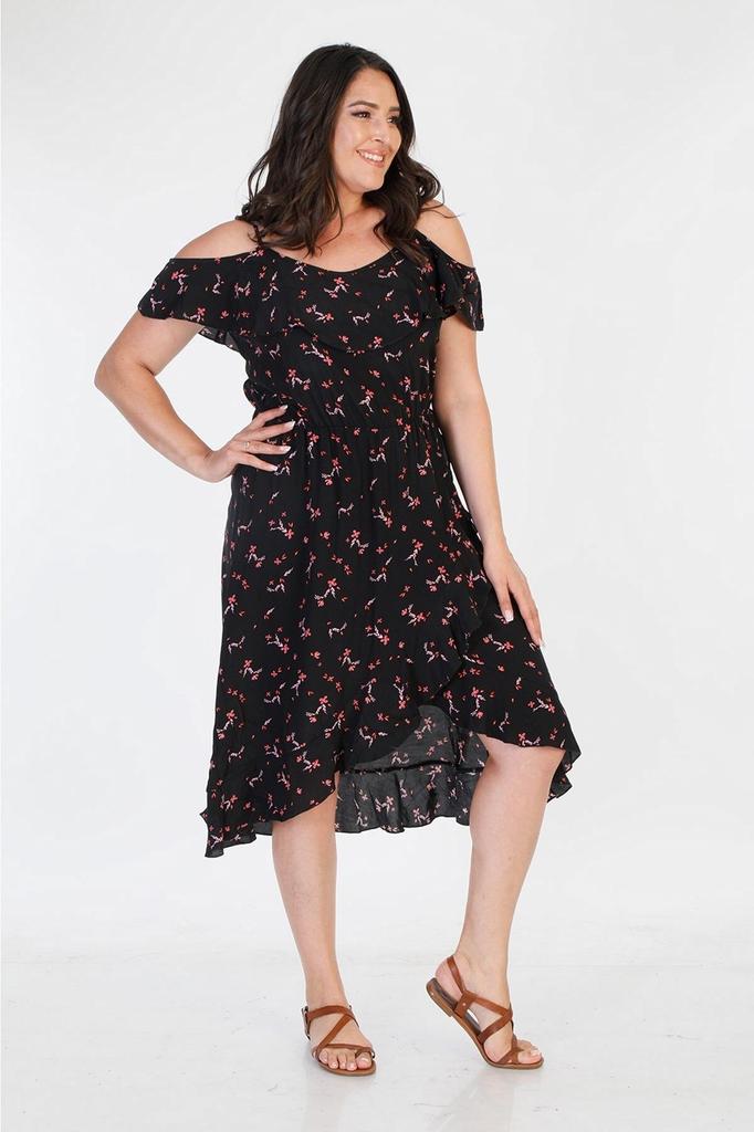 Женское платье большого размера с воланами