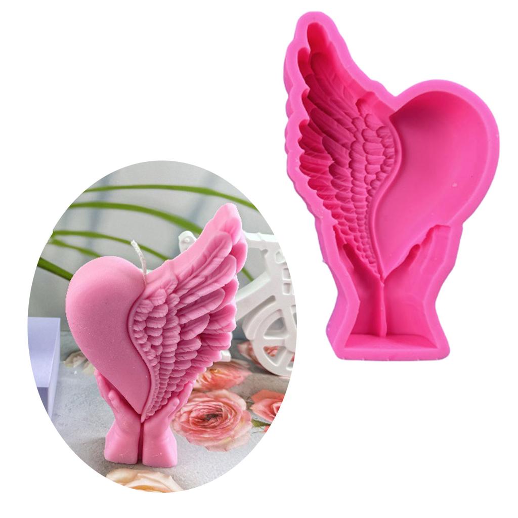 Hands Holding Heart Wing Silicone Mould Candle Molds Love Heart Casting Molds Handmade Resin Molds DIY Baking Molds