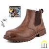 Waterproof Safety Work Shoes For Men Chelsea Steel Head Leather Boots Male Footwear Indestructible Construction Security Boots