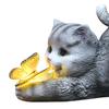 Садовая статуя кота на солнечной батарее Милая фигурка кота и бабочки Подарок на новоселье Садовая статуя на солнечной батарее Украшение газона в виде кота для двора, патио