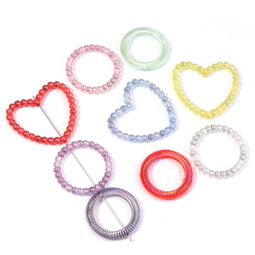 20pcs/lot Colored Heart Round Hollow Beads Loose Spacer Acrylic Beads For Jewelry Making DIY Charms Bracelet Earring Accessories