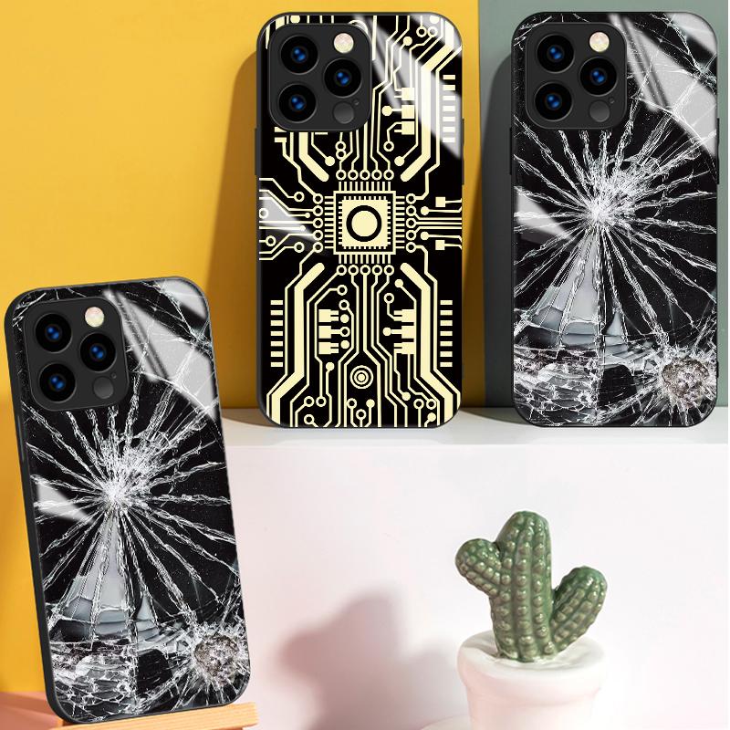 Закаленный стеклянный корпус с рисунком в виде треснувших стекол, защитный чехол, мягкий чехол из ТПУ для Xiaomi Redmi