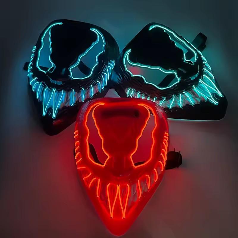 Маска Венома Marvel с линзой, украшение для Хэллоуин-вечеринки, светодиодная маска, реквизит для костюма Венома для косплея Hot Toys, маска на все лицо, светящаяся