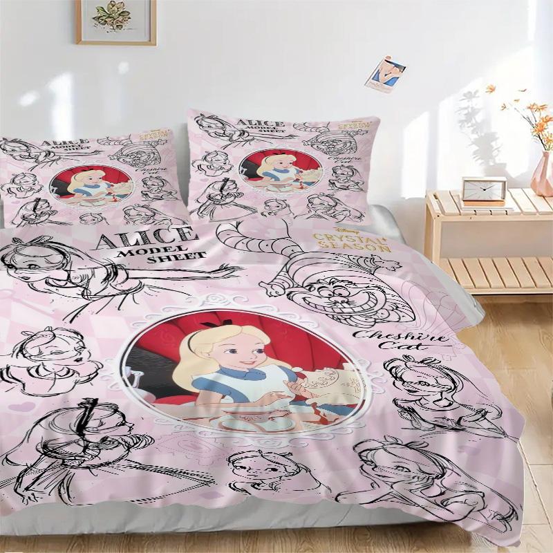 Alice Wonderland Model Sheet Print 3Pcs Bedding Setduvet Cover With 2 Bedropillowcase Home Birthday Gift