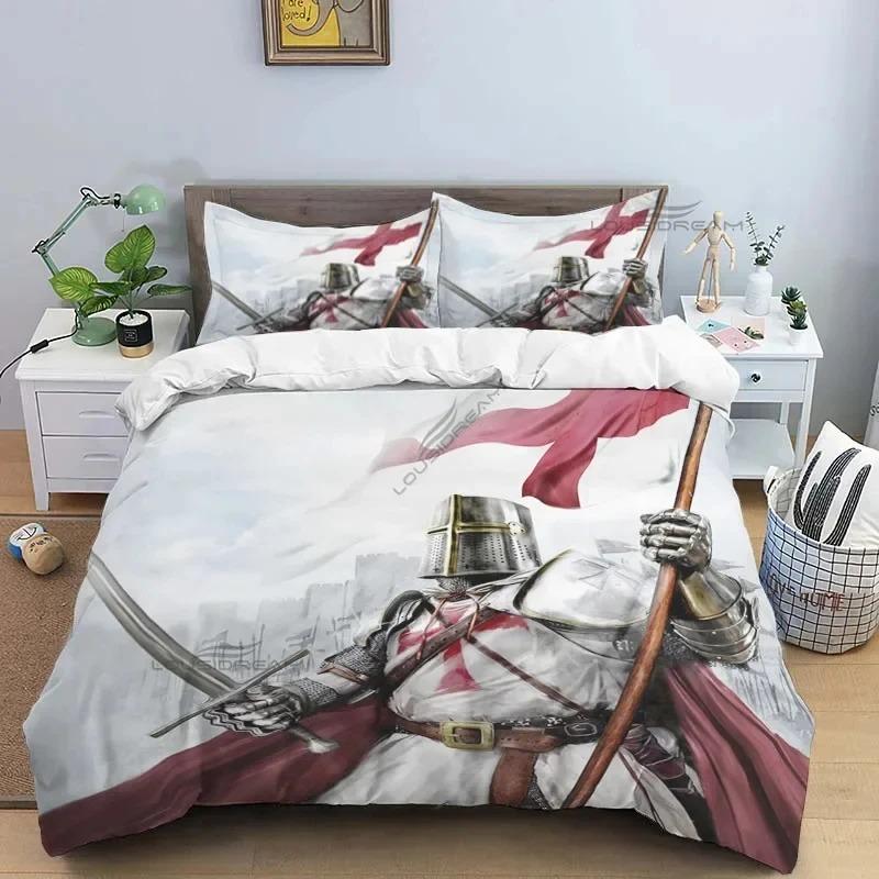 Medieval Knights Templar Comforter Bedding Set King Size Duvet Cover Quilt Pillowcase