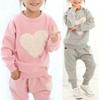 Love Heart Shape Pattern Little Girls Long Sleeve Tops and Pants Suits Casual Clothing