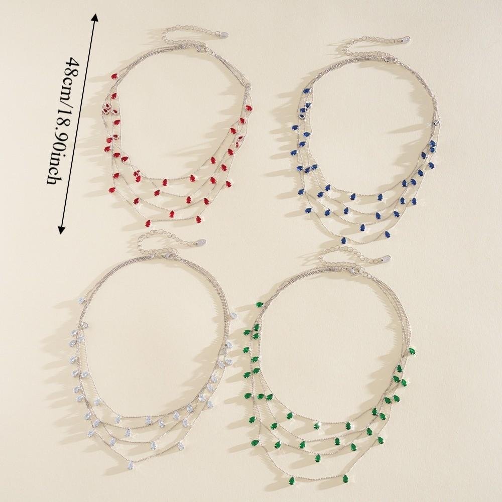 Light Luxury Water Drop Shining Choker Fashion Rhinestone Jewelry Crystal Tassel Necklace Women
