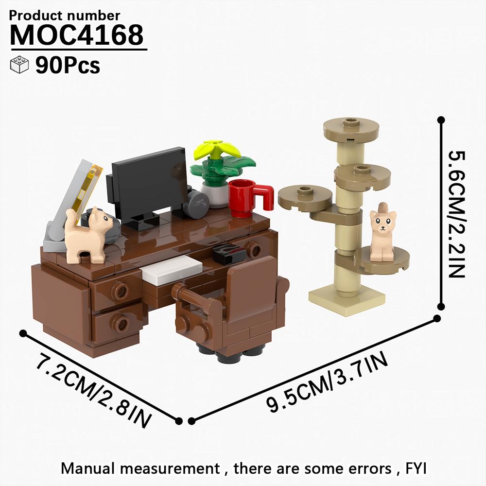 MOC City Bricks Компьютерные столы Мебель Игровой Офисный Совместимые Фигурки Строительные Блоки Креативные Игрушки Для Детей Взрослых Подарок