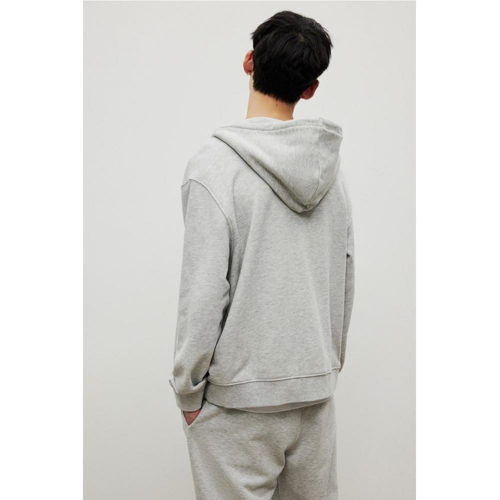 Толстовка с капюшоном на молнии HM Regular Fit Light Grey Melange