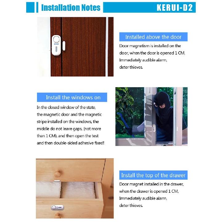 KERUI 120DB Security Wireless Door Window Entry Burglar Sensor Alarm PIR Magnetic Smart Home Garage System With Remote Control