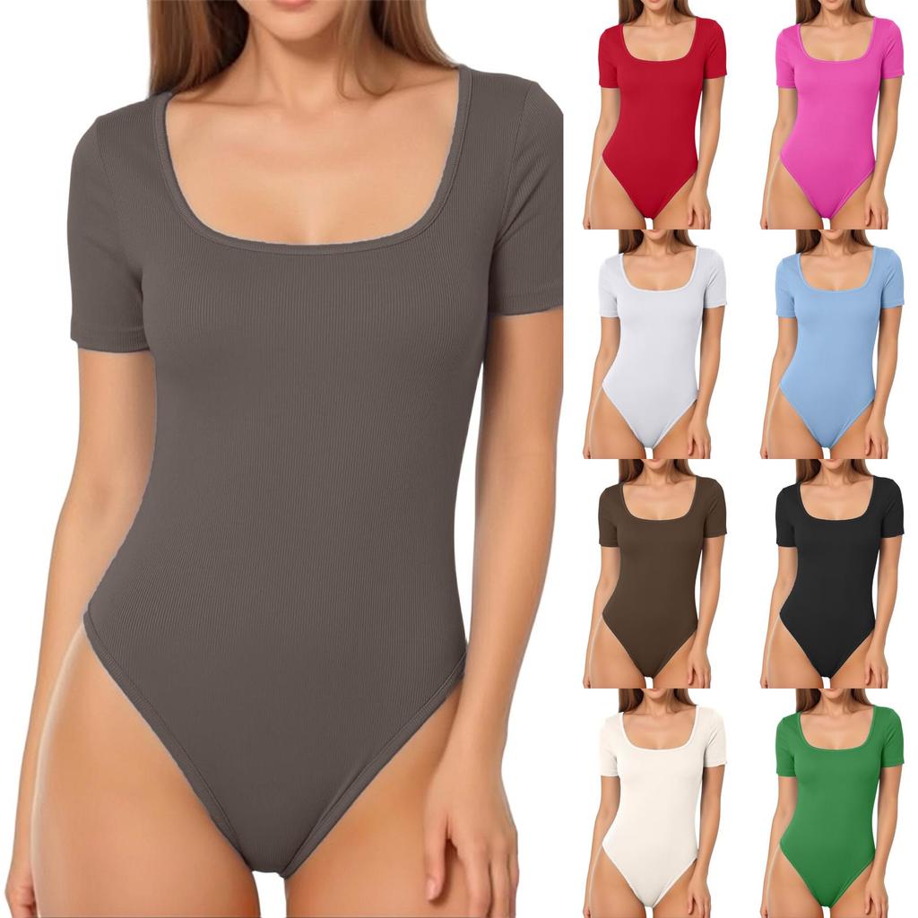 Женский летний спортивный компрессионный боди с коротким рукавом