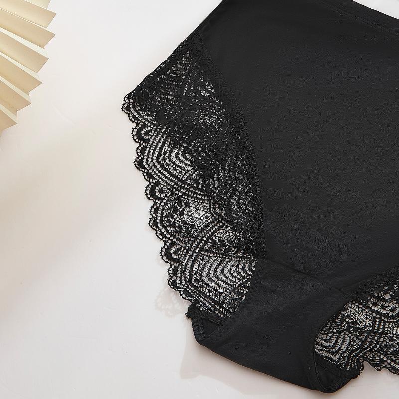 Women's Lace Stitching Seamless Panties High Waist Large Size Briefs Hip Lifting Underwear M-2XL