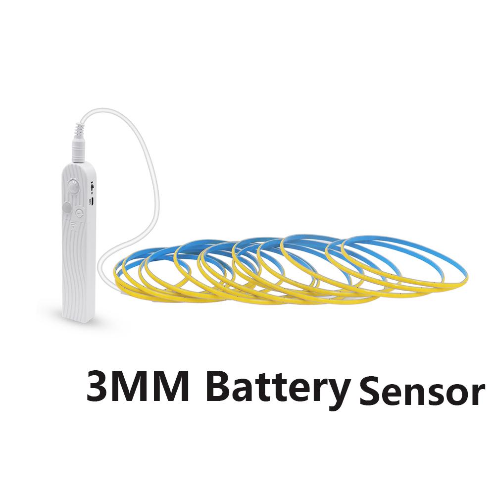 Светодиодная лента COB 5V с датчиком движения 320 светодиодов/м Питание от 3 батареек AAA или USB 3 мм 5 мм 8 мм Для освещения шкафа, гардероба, кухни, лестницы
