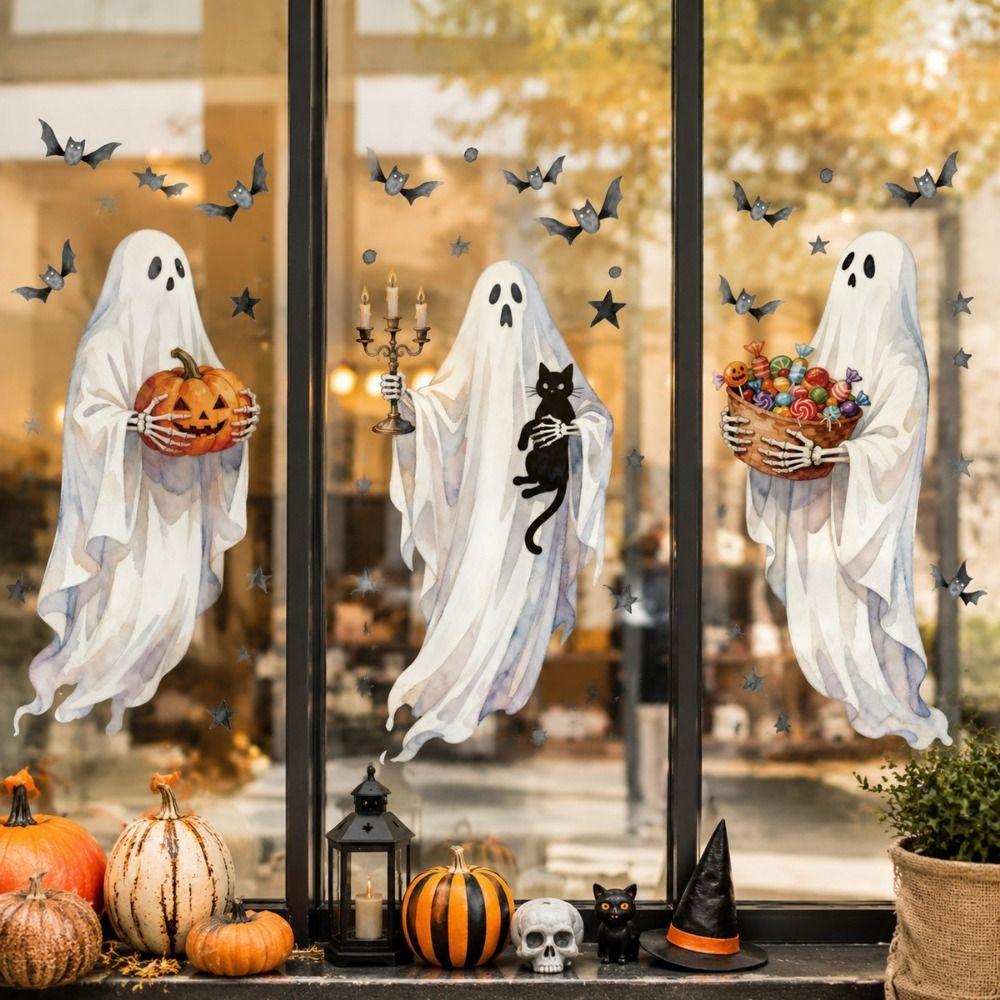 Cartoon Ghost Static Sticker Multicolor Window Stickers Ghost Stickers Shopwindow Ornament