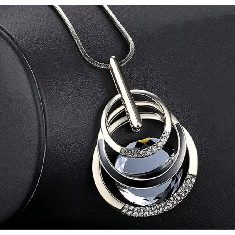 Women Long Necklace Fashion Geometric Crystal Necklaces Pendant Jewelry Statement Sweater Chain Collier Femme Collar Accessories