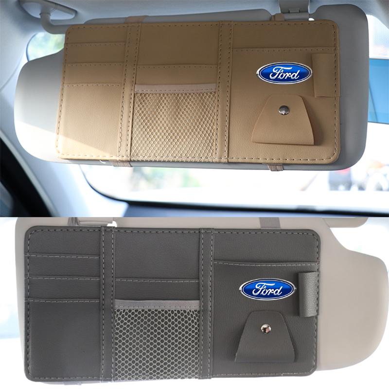 Car Sun Visor Point Type Multi-function Storage Bag Car Accessories For Ford Fiesta EcoSport Ranger Mondeo Mustang FOCUS 2 3 4 ws33