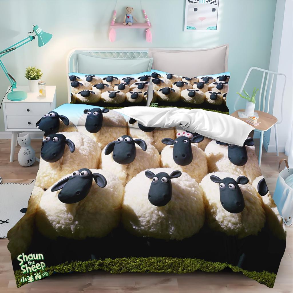 Постельное белье Shaun The Sheep Мультяшное пододеяльник Наволочка Простыня Детская спальня Дом