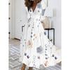Women's Bohemian Style Loose V-neck Long Sleeve Printed Dress Large Size Autumn Fashion Clothing