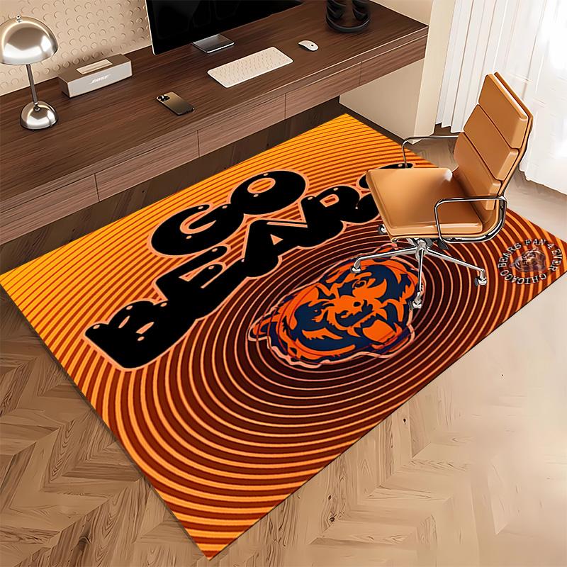 1 шт. Коврик с принтом логотипа Chicago Bears - Мягкий, Моющийся, Нескользящий, для Помещений, Декоративный Коврик для Гостиной, Домашнего Офиса, Декоративный Коврик для Офиса