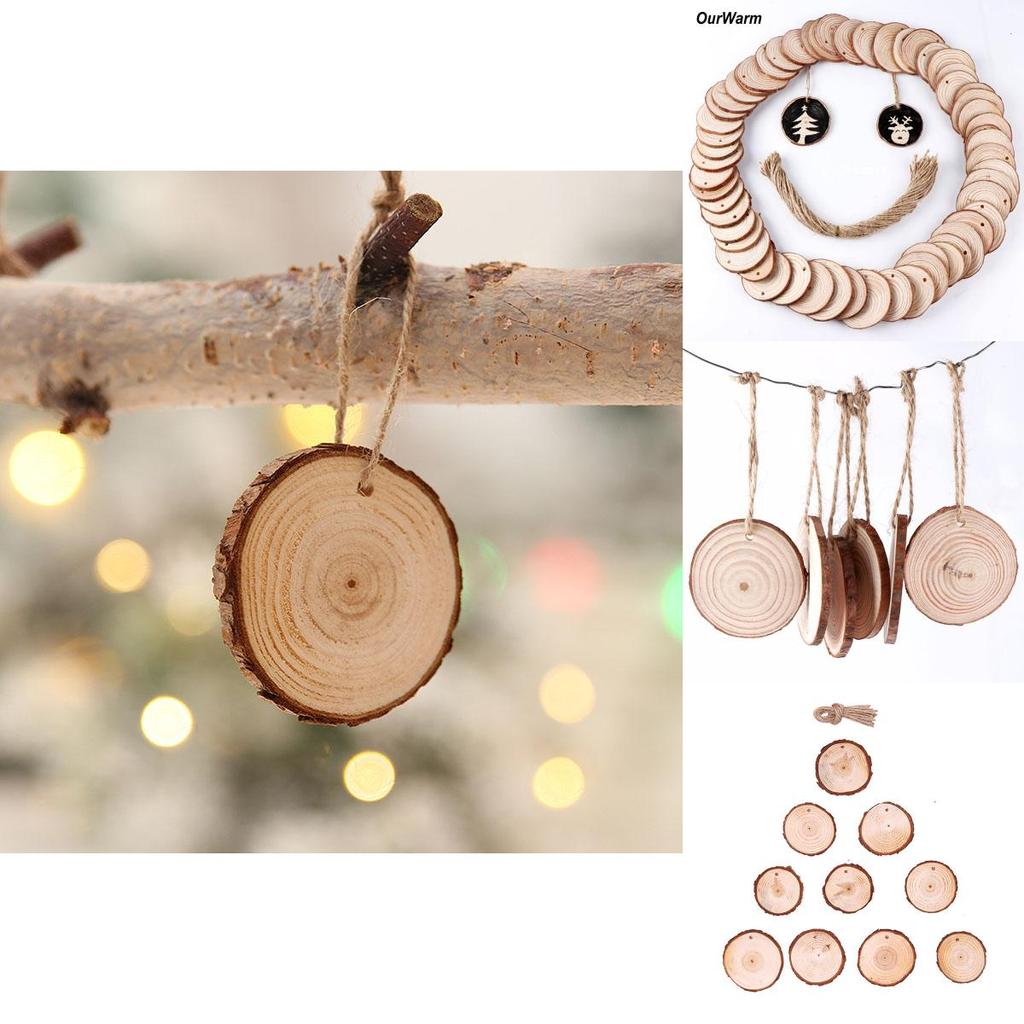 10 Natural X Wood Slice Christmas Tree Ornament Hanging Decor Diy Craft Tag Gift