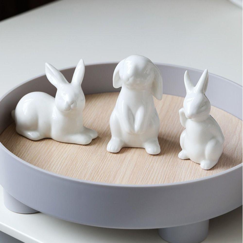 Cute Bunny Statue Simple Rabbit Model Micro Landscape Animal Sculpture  Cabinet