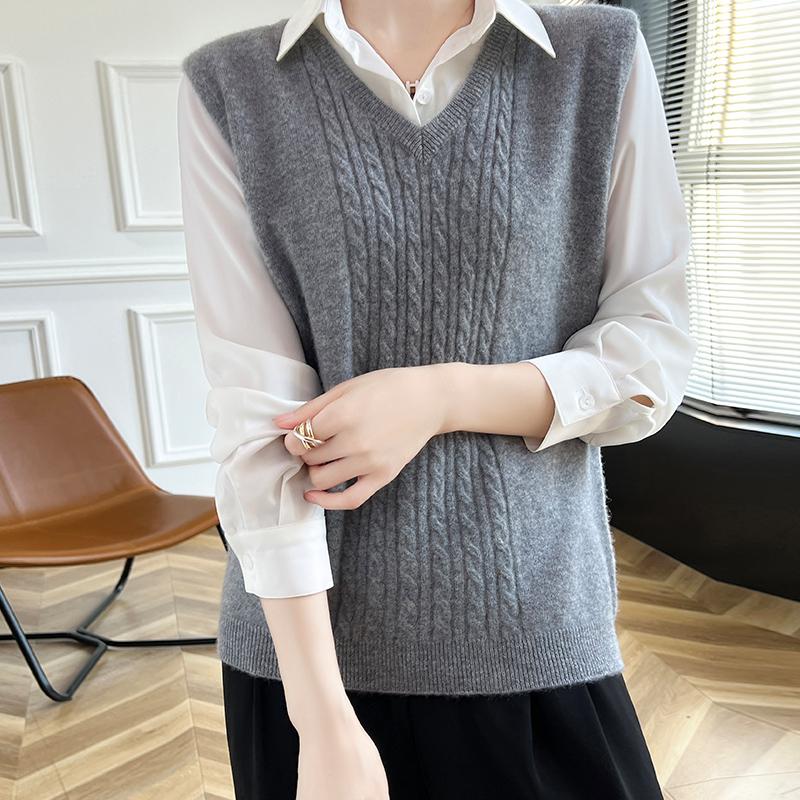 Женский кашемировый жилет Qinghe Cashmere 30% кашемир 70% шерсть осенне-зимний кашемировый жилет мягкий и теплый
