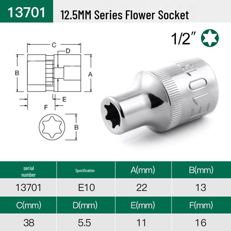 SATA Torx E-Type 12.5mm Hexalobular Socket Tool