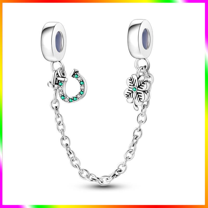 Новинка Шарм-бусина с цепочкой безопасности Звезда Луна Демонический глаз Подходит для оригинального браслета-шарма из стерлингового серебра 925 пробы Женские изысканные украшения