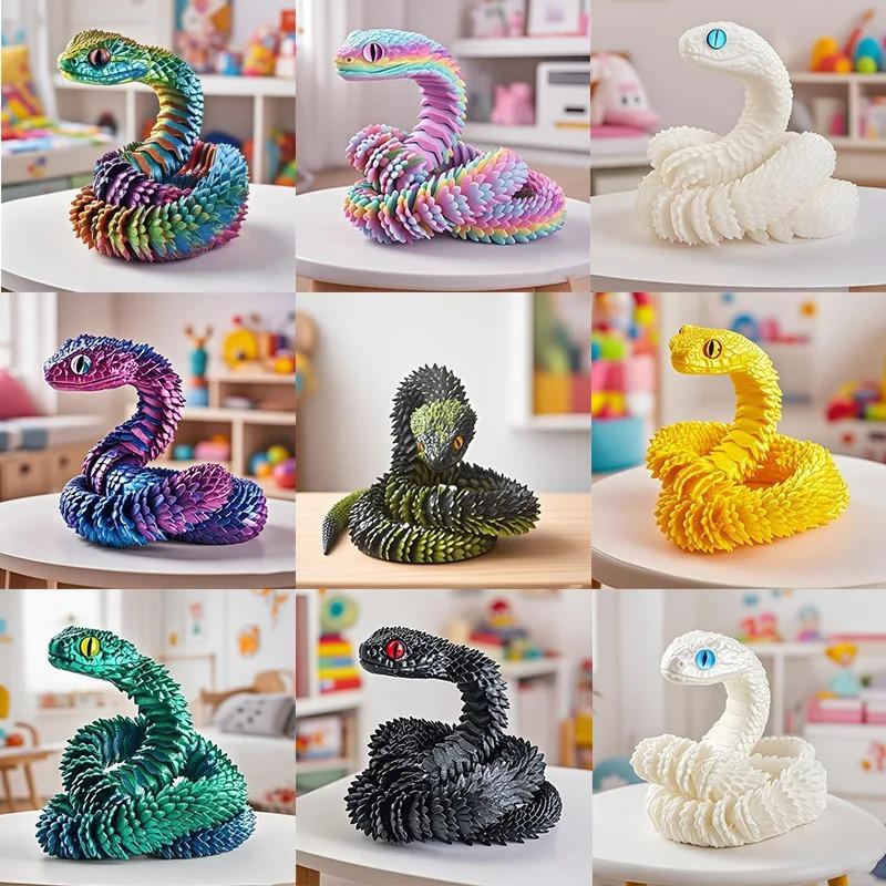 3D-печатная змея Настольное искусство Сочлененная змея Коллекционные предметы Креативная модель змеи Сенсорные игрушки Настольное украшение 3D-печатные игрушки