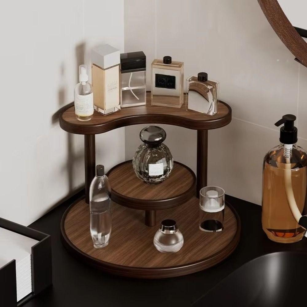 Curved Edge 3-Tier Round Shelf Large Capacity Perfume Jewelry Display Stand Study