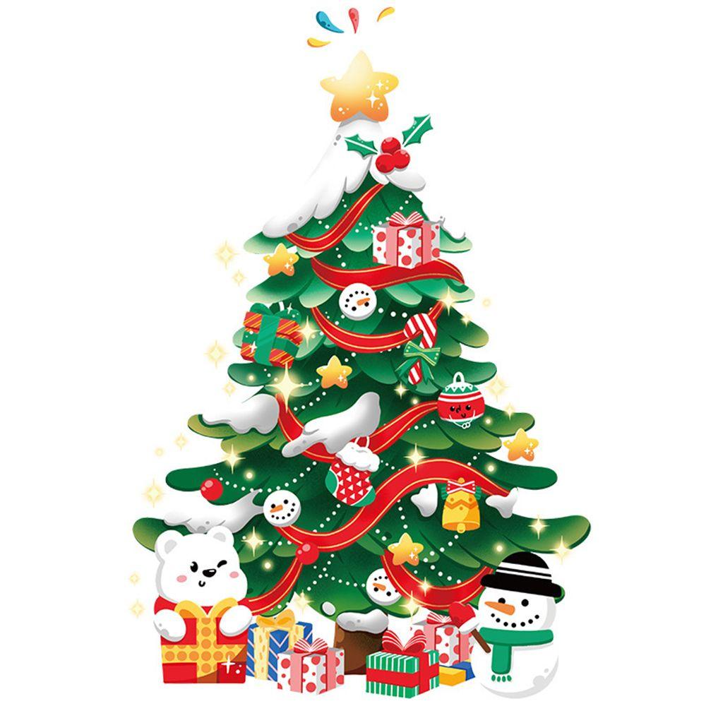 Self-adhesive Christmas Tree Door PVC Christmas Stickers Wall Decals Window Decals Wall Stickers
