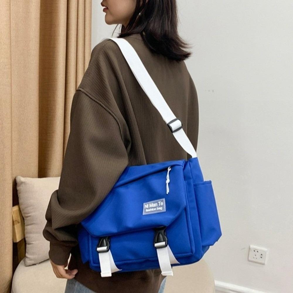 Multi Pocket Nylon Messenger Bag Korean Style Crossbody Bag Simple Women Shoulder Bag Students