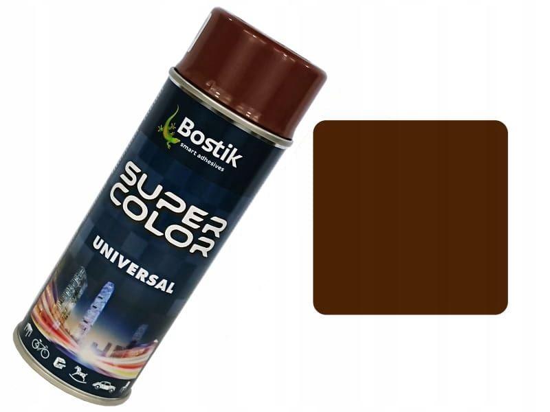 Bostik Super Color Universal Spray Farba Brązowy Mat 400Ml