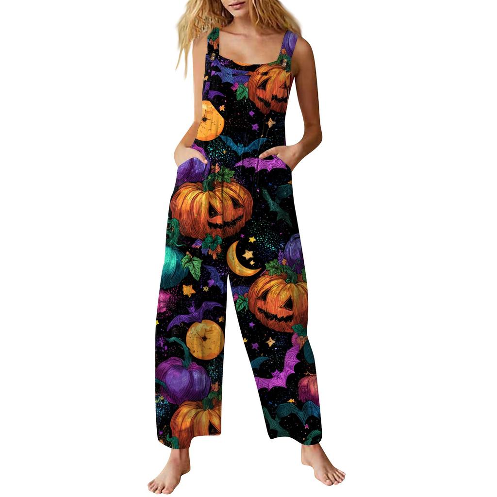 Женский комбинезон с принтом, повседневный свободный комбинезон