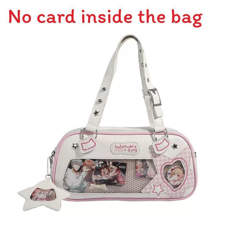 Star Letter Shoulder Bag With Adjustable Shoulder Strap Zipper Design Leather Pu