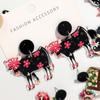 Cute Flower Cow Acrylic Print Earrings for Women Girls New Cartoon Hat Boot Cattle Animals Drop Earring Lovely Jewelry Gifts