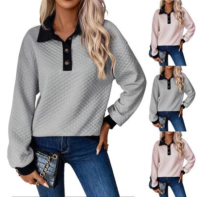 Женская модная цветная кофта-свитшот с пуговицами и лацканами