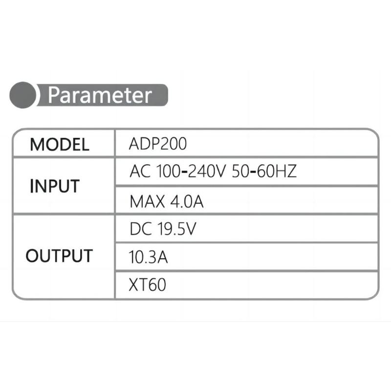 Портативный адаптер питания ADP200 200 В Эффективное решение для зарядки AC-DC адаптер для БПЛА, дронов с дистанционным управлением