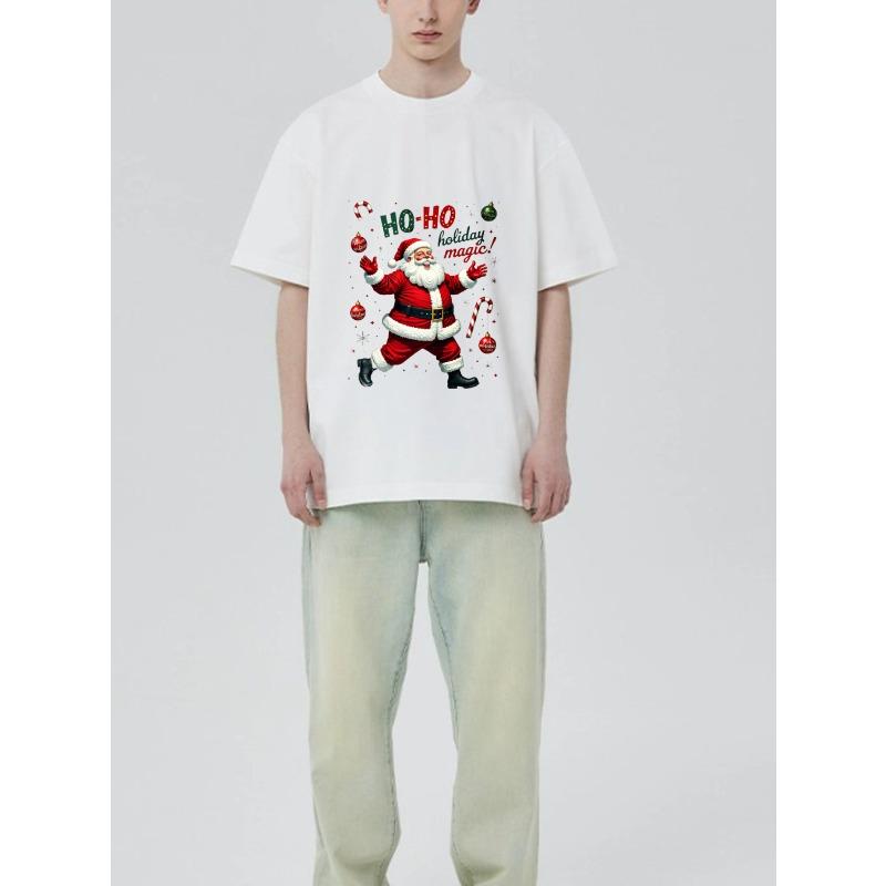 Christmas T-Shirt Black Santa Claus with Ho Ho Holiday Magic Print for Festive Season