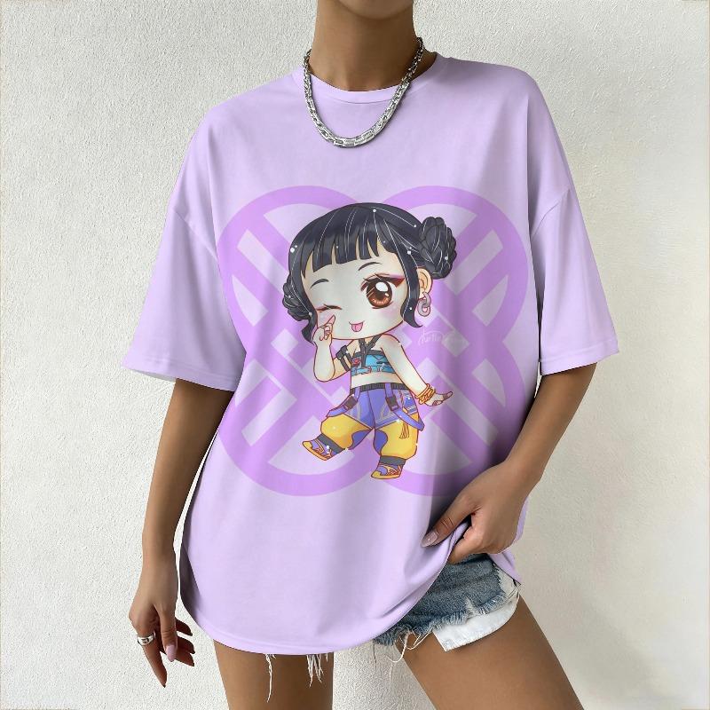 Женские футболки KPop Охотники на демонов Женская футболка оверсайз с аниме-принтом Повседневная футболка на каждый день