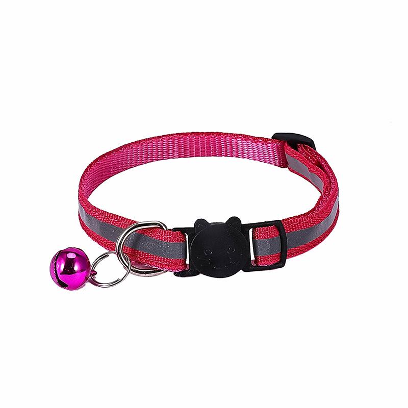 Reflective Cat Collar with Cartoon Cat Head & Colorful Bell