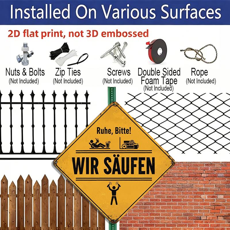 2D Flat - 1pc Vintage Funny Driving Themed Aluminum Sign, German Slogan Wall Art, Rustic Aluminum Plaque, Suitable for Garage, Bar, Tool Shed, Yard