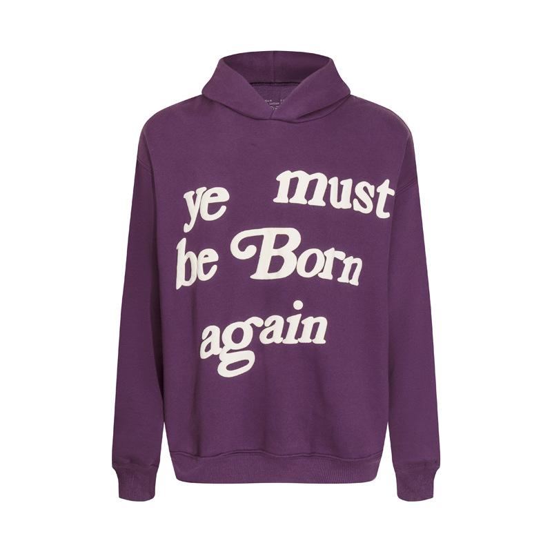 Cross-border trendy brand high street kanye Kanye same rebirth foam letter hooded sweater men's and women's bf hoodie jacket